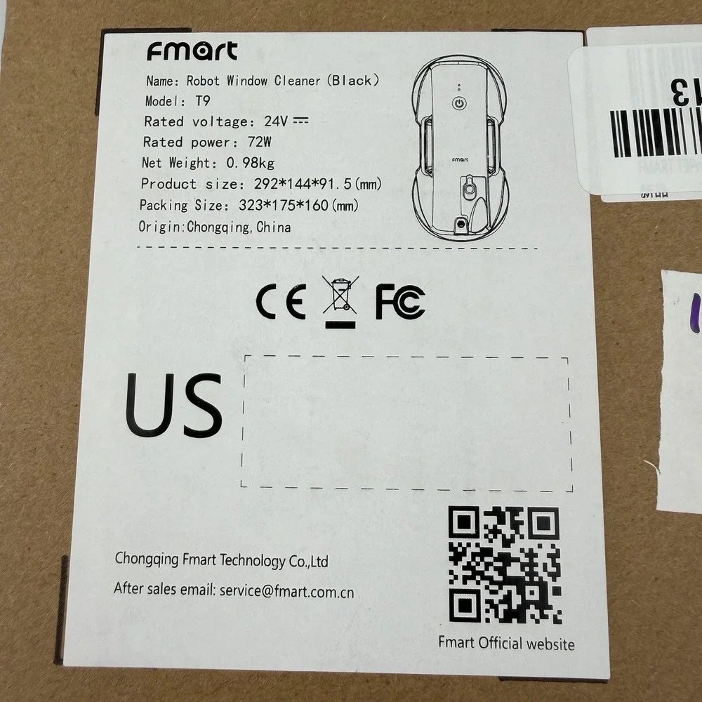 FMART T9Pro Robot Window Cleaner Remote Control Auto Spray for High Windows Blac